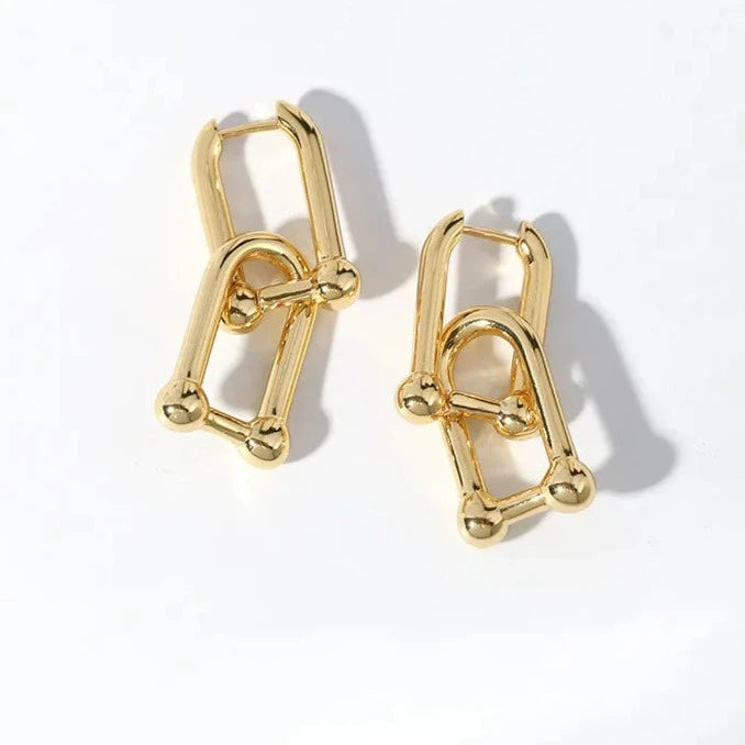 Elegance Unfolded Earrings: Double U Shape Drop Earrings