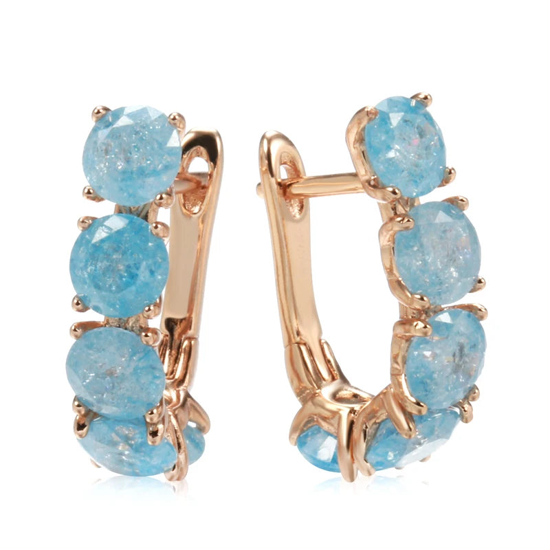 Dazzling Frosted Blue Zircon Gold Drop Earrings – Unveil Your Radiance