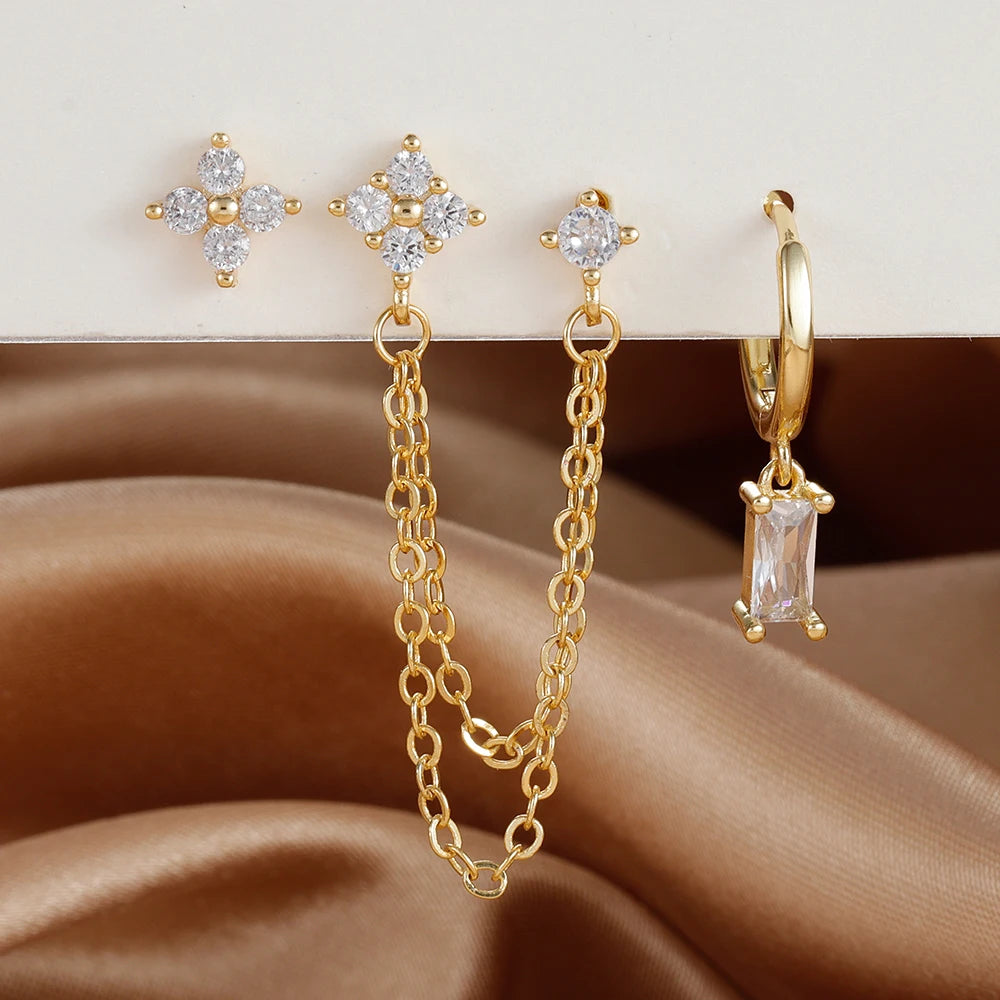 Birthstone Earring Set — 3 Studs in Your Month's Colour