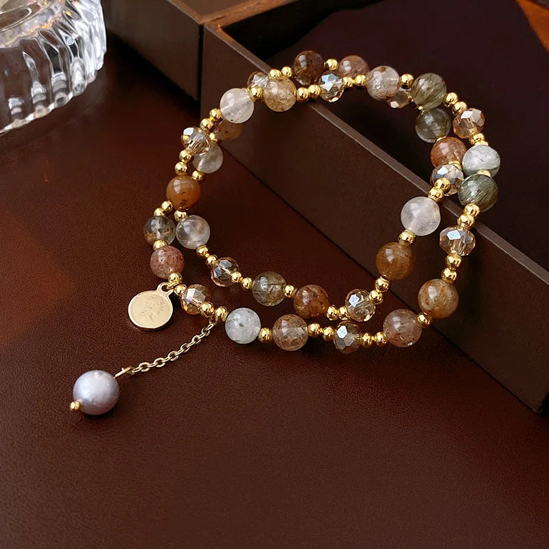 Crystal Round Bead Multilayer Bracelet
