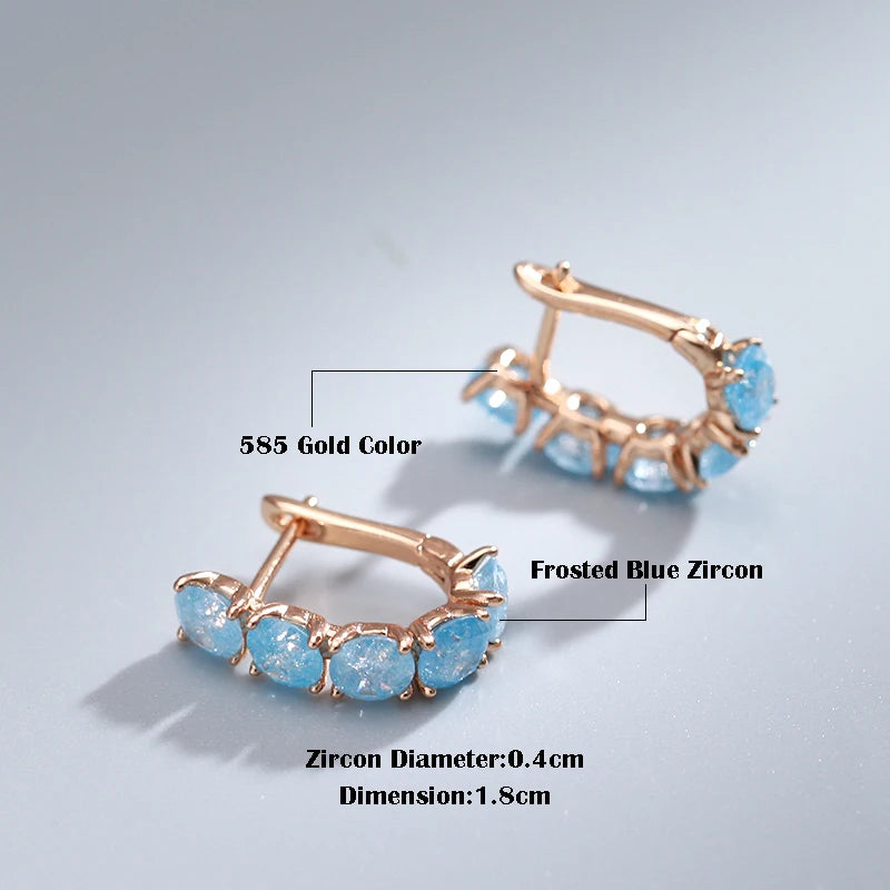 Dazzling Frosted Blue Zircon Gold Drop Earrings – Unveil Your Radiance