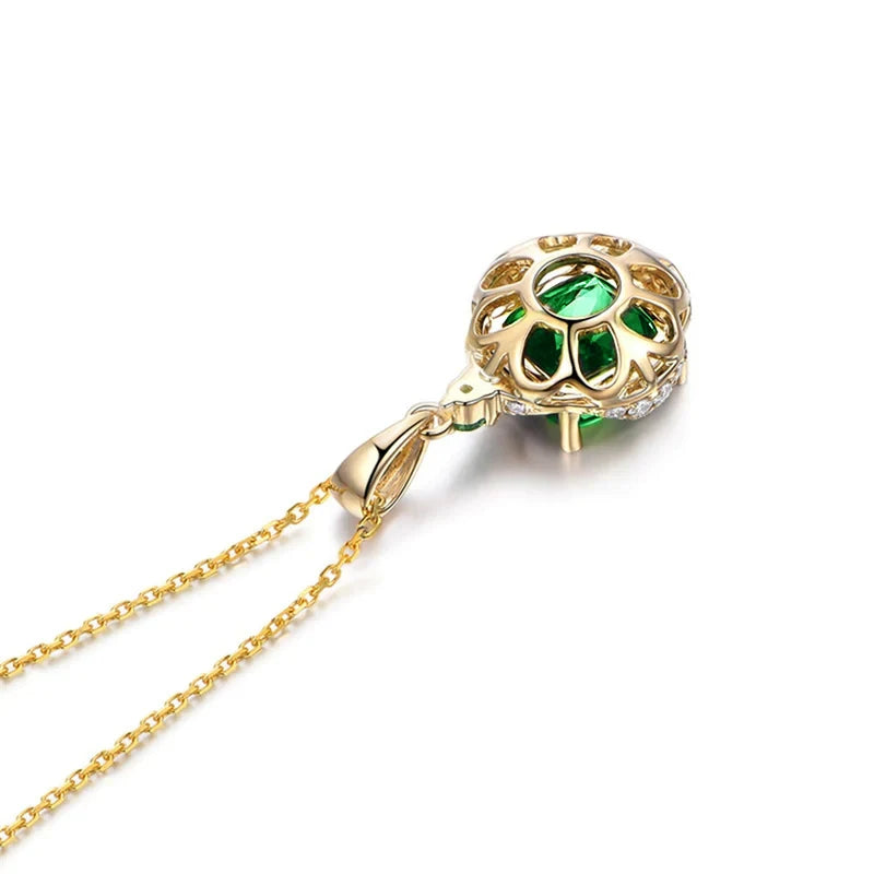 Emerald Bloom: Dark Green Flower Necklace