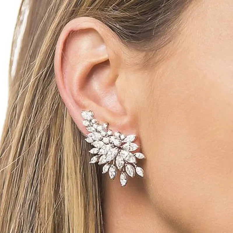Celestial Flutter: Crystal Wings Stud Earrings