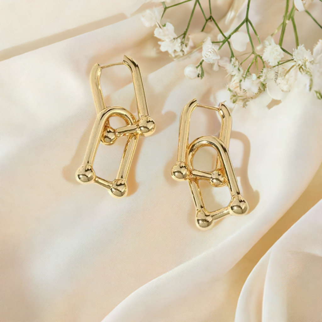 Elegance Unfolded Earrings: Double U Shape Drop Earrings