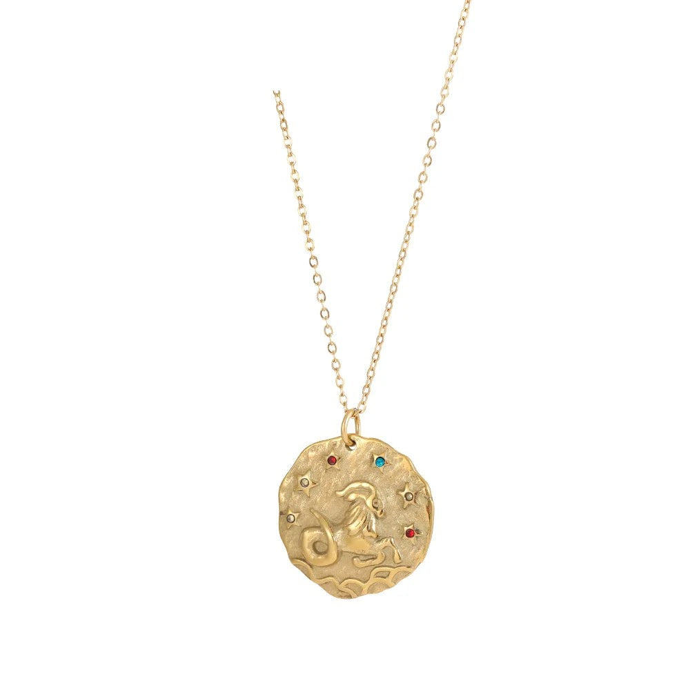 Zodiac Coin Necklace — Your Sign as a Talisman