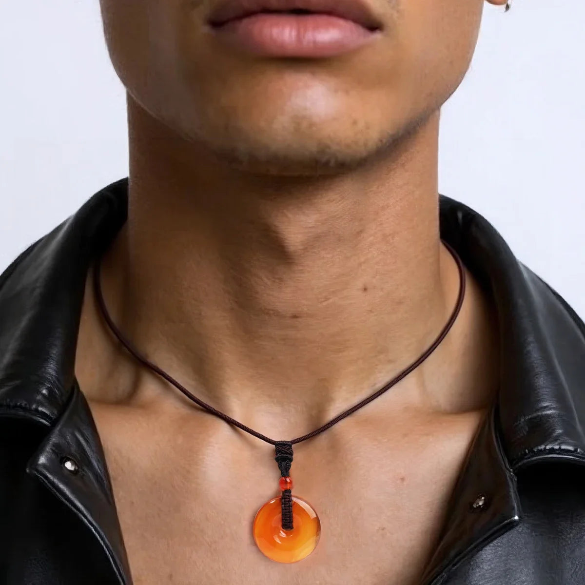 Crystal Donut Pendant — Natural Stone on Cord, Choose Your Crystal