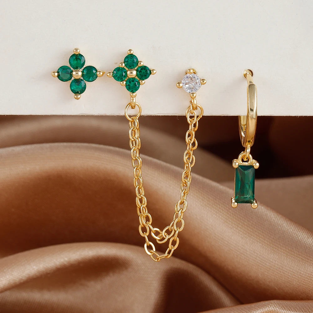 Birthstone Earring Set — 3 Studs in Your Month's Colour
