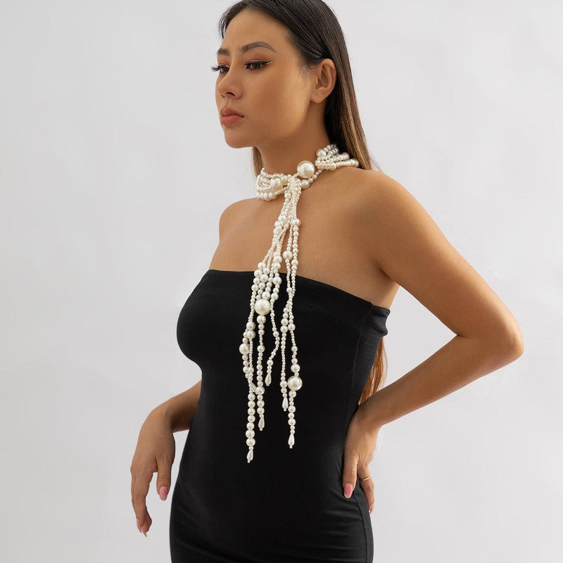 Long Tassel Pearl Necklace