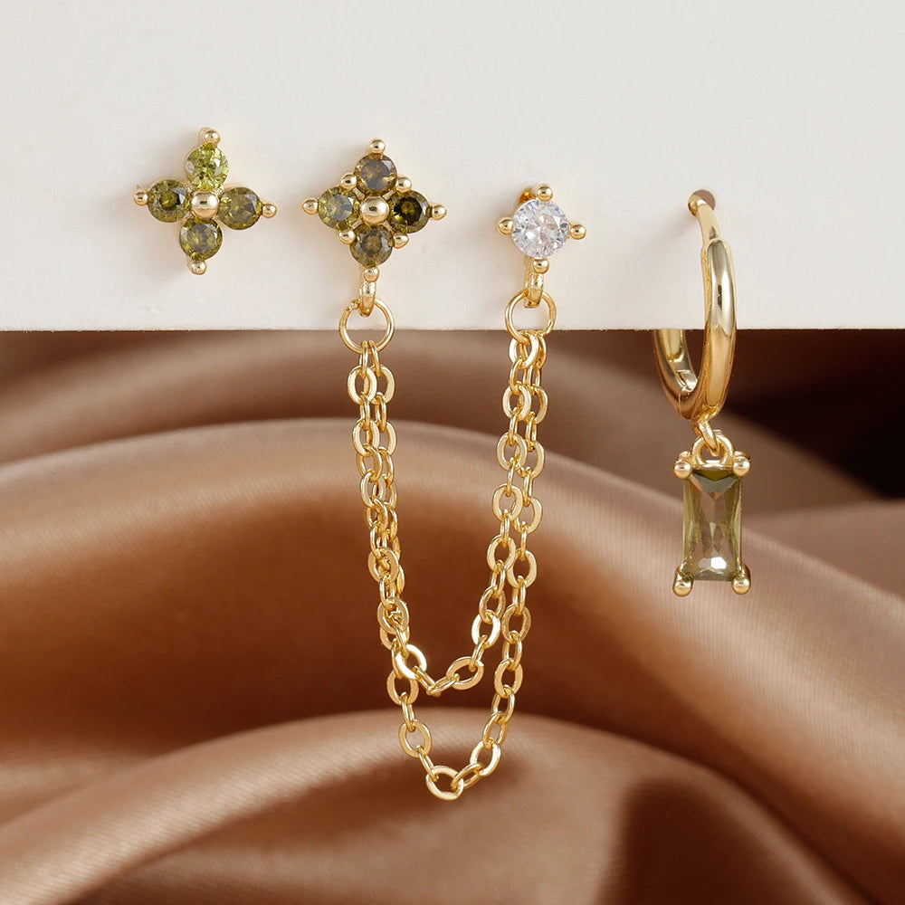 Birthstone Earring Set — 3 Studs in Your Month's Colour