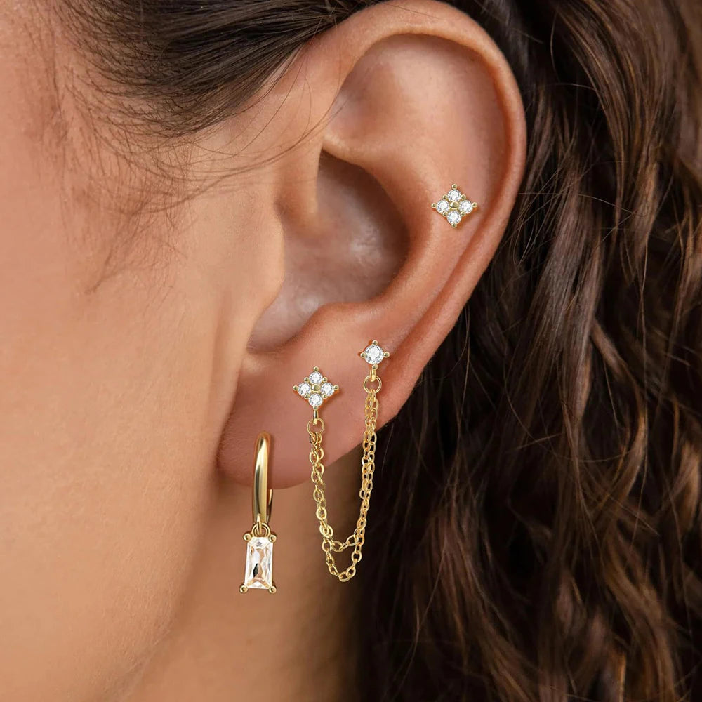 Birthstone Earring Set — 3 Studs in Your Month's Colour