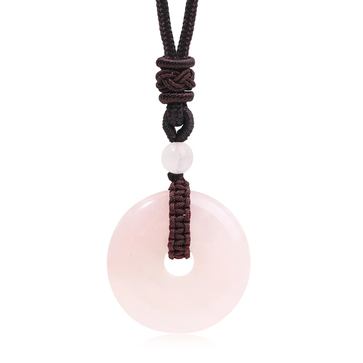 Crystal Donut Pendant — Natural Stone on Cord, Choose Your Crystal