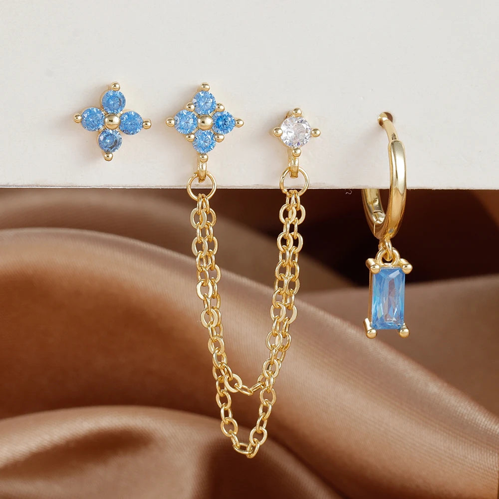 Birthstone Earring Set — 3 Studs in Your Month's Colour