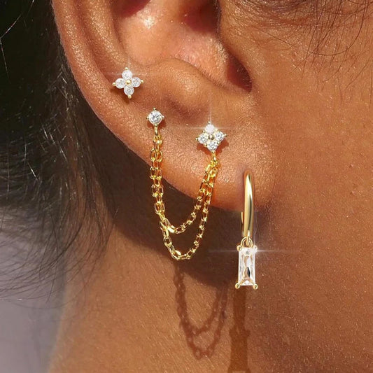 Birthstone Earring Set — 3 Studs in Your Month's Colour