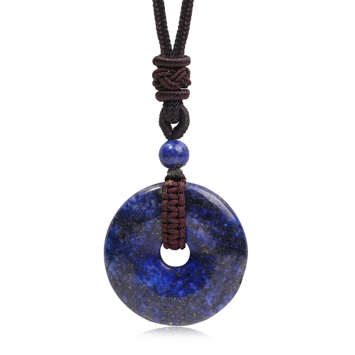 Crystal Donut Pendant — Natural Stone on Cord, Choose Your Crystal