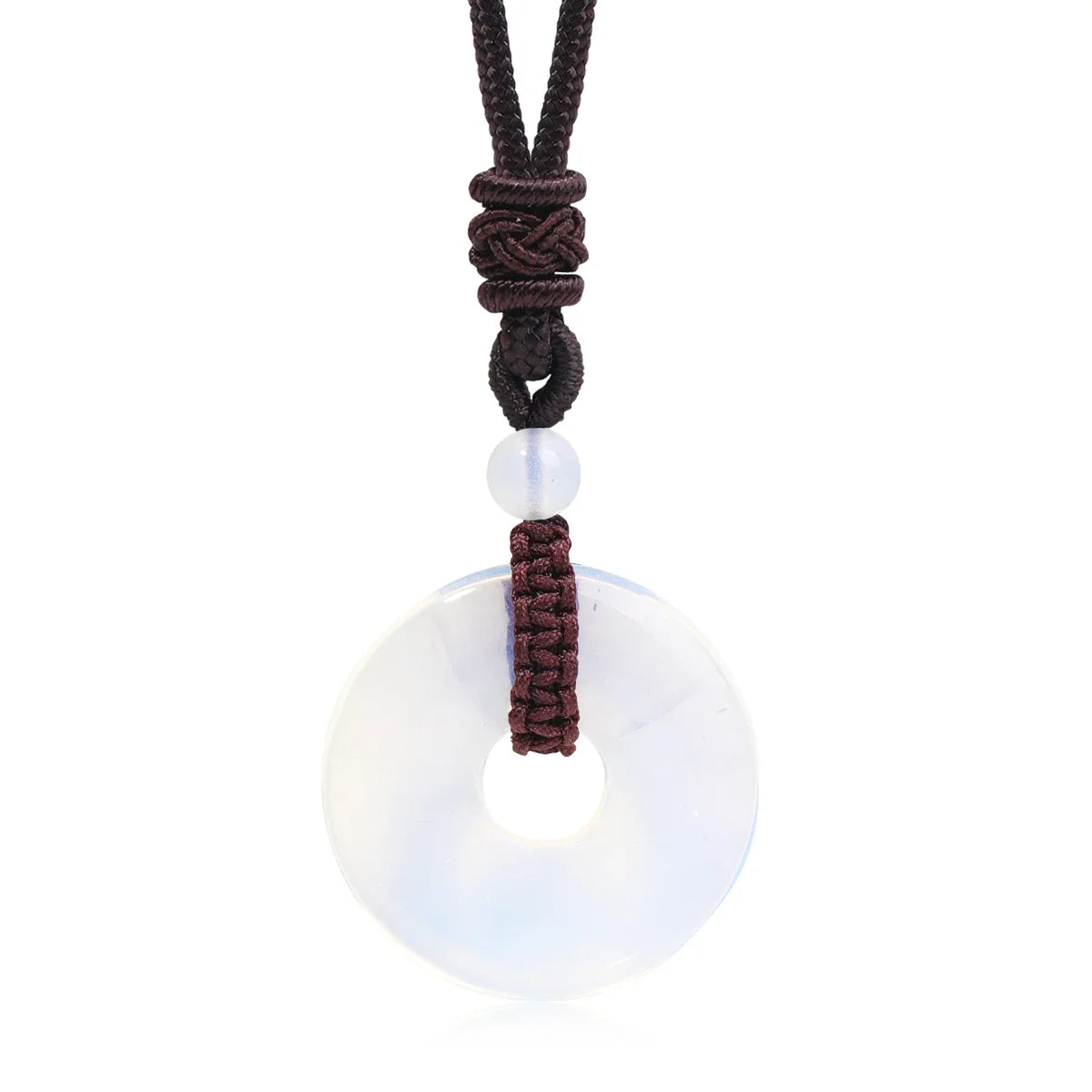 Crystal Donut Pendant — Natural Stone on Cord, Choose Your Crystal