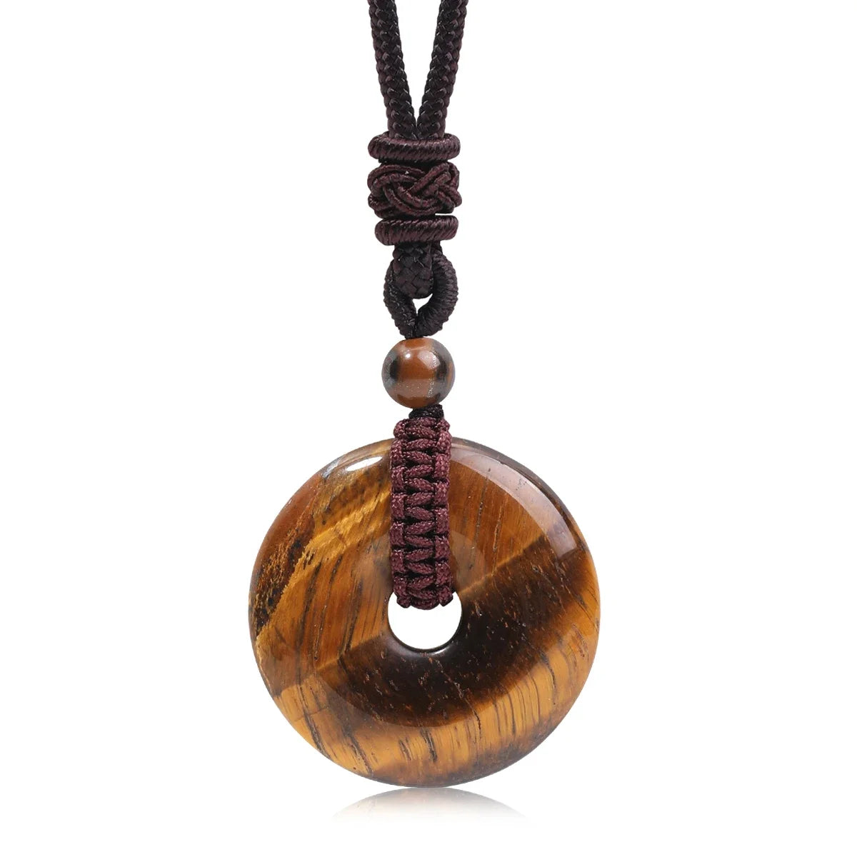 Crystal Donut Pendant — Natural Stone on Cord, Choose Your Crystal