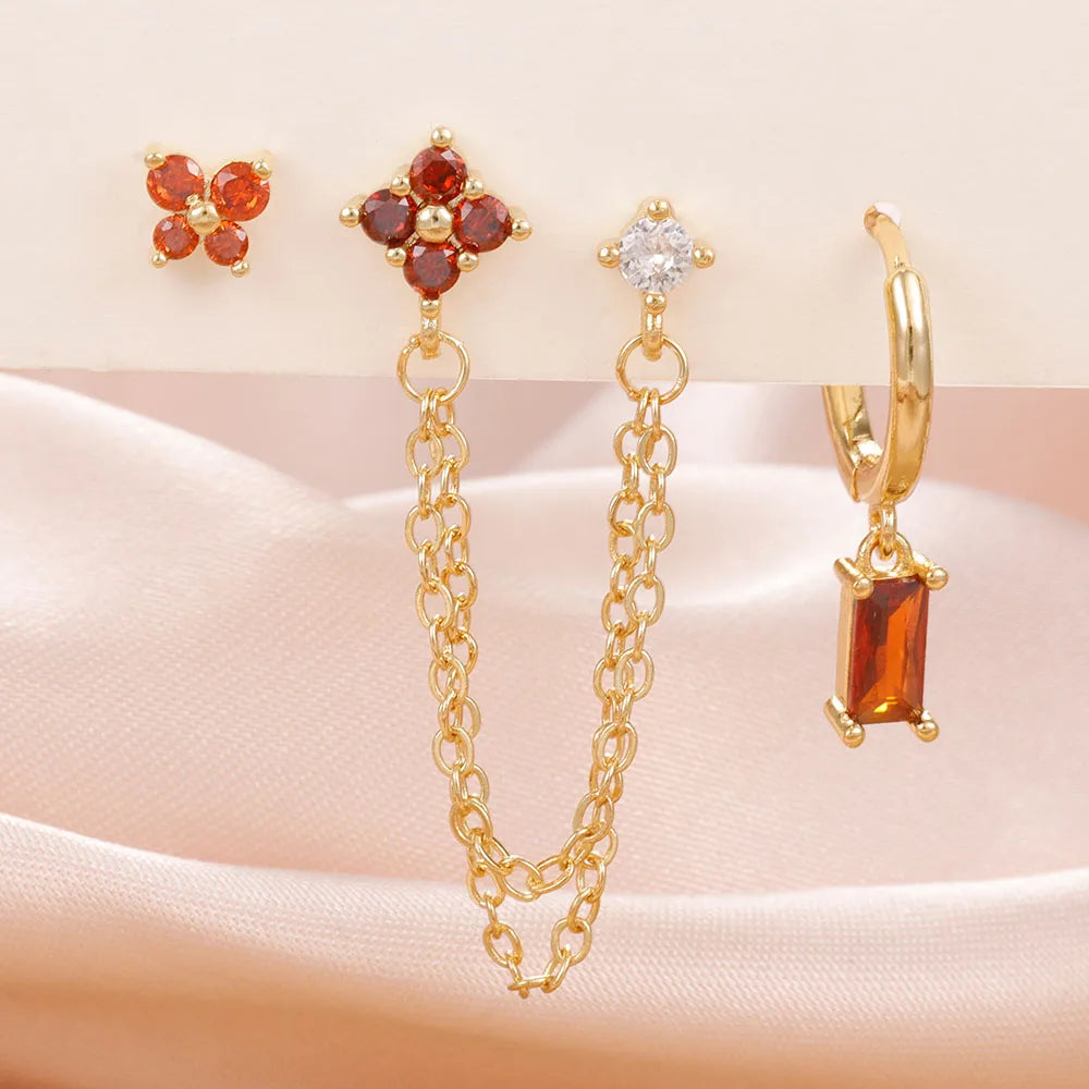 Birthstone Earring Set — 3 Studs in Your Month's Colour
