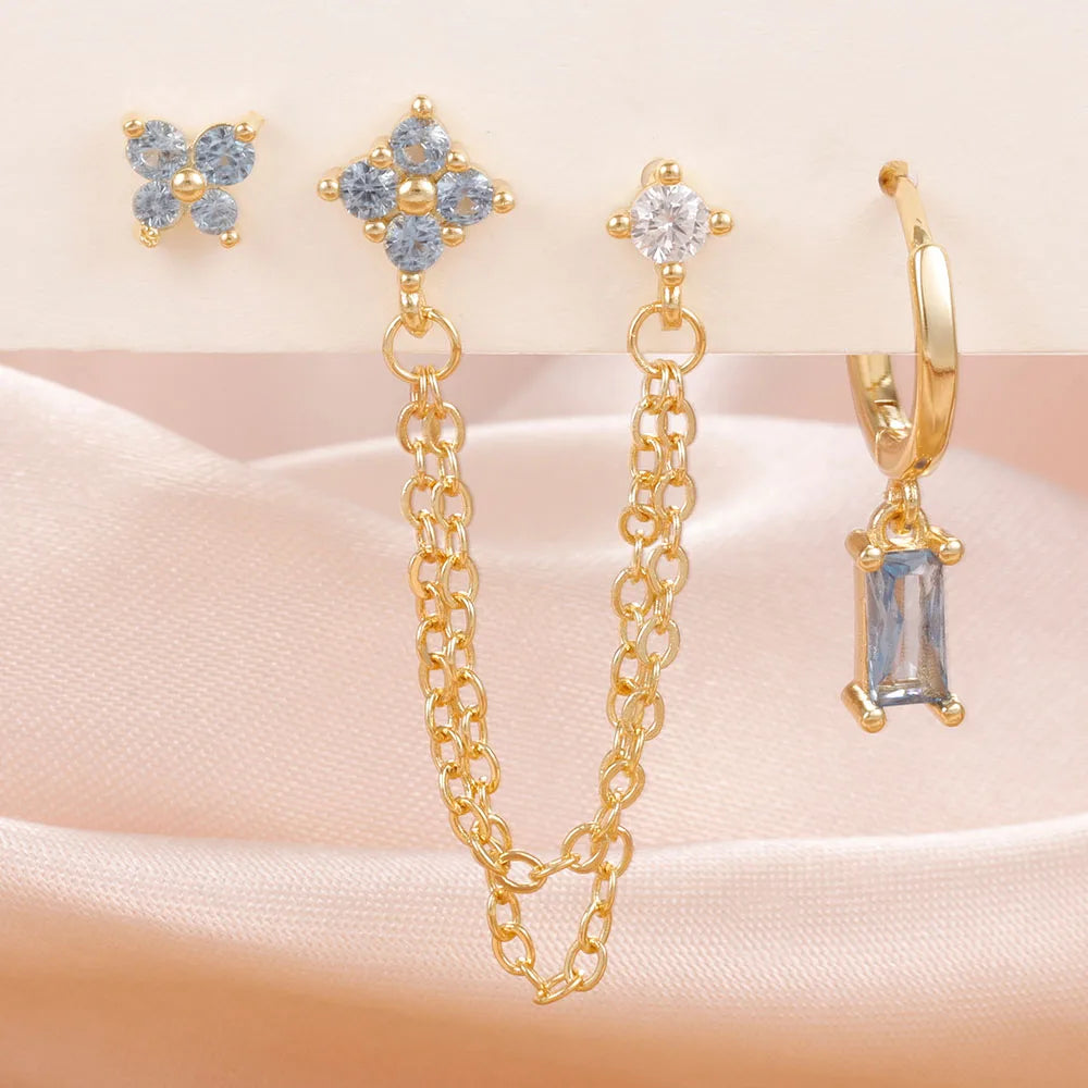 Birthstone Earring Set — 3 Studs in Your Month's Colour