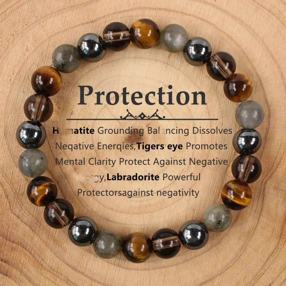 Intention Bracelet — Natural Stone Beads for Money, Love, Protection, Calm