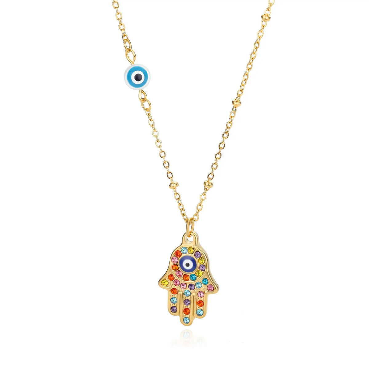 Hamsa Protection Necklace — Hand of Fatima with Evil Eye