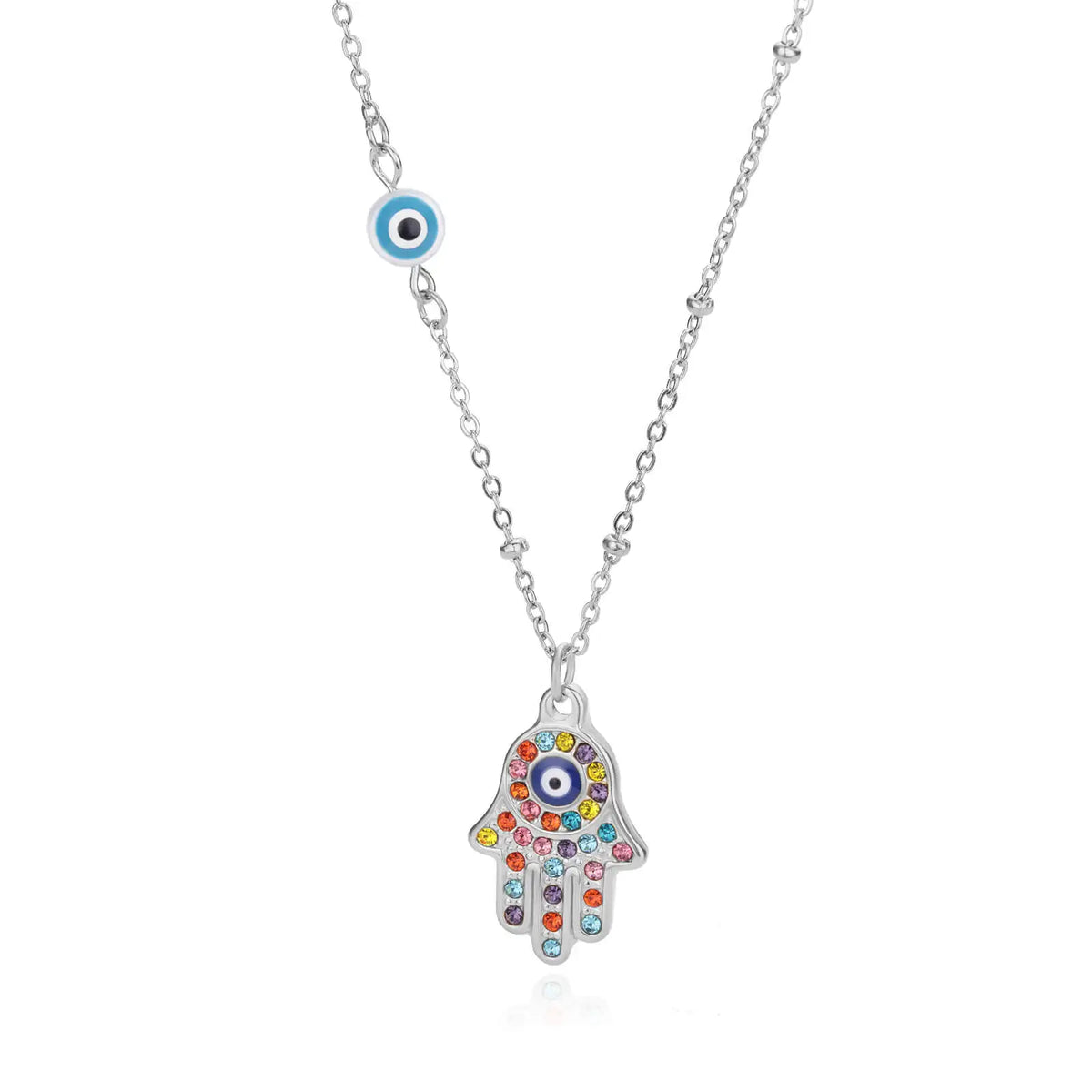 Hamsa Protection Necklace — Hand of Fatima with Evil Eye