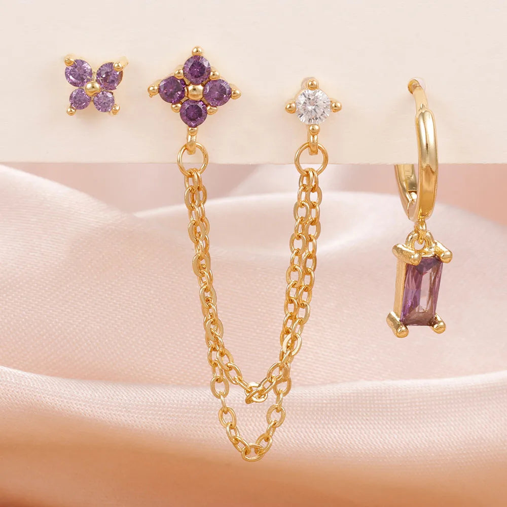 Birthstone Earring Set — 3 Studs in Your Month's Colour