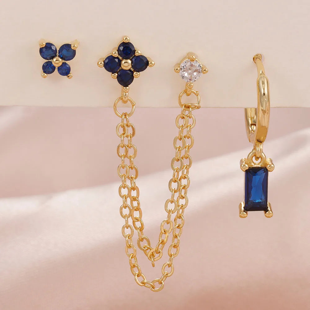 Birthstone Earring Set — 3 Studs in Your Month's Colour
