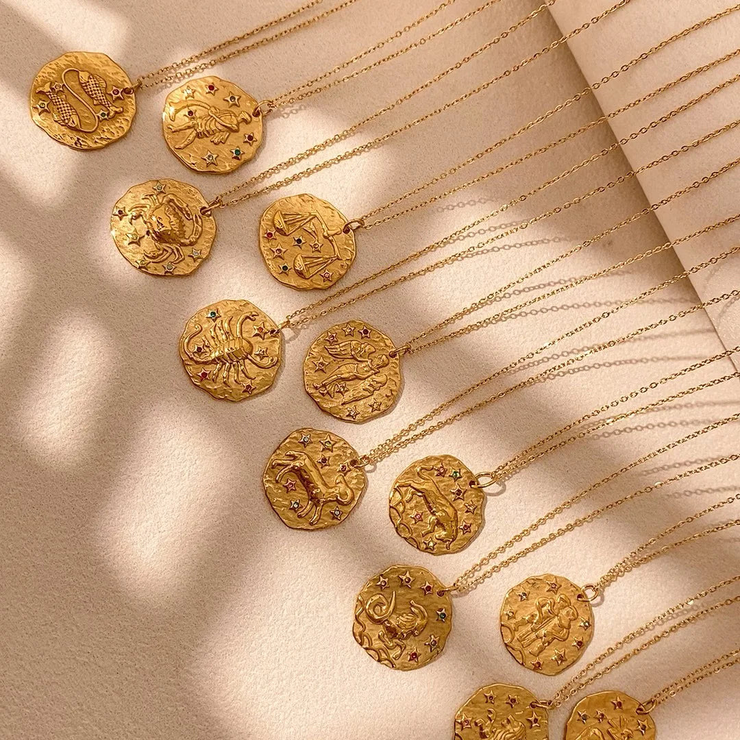 Zodiac Coin Necklace — Your Sign as a Talisman