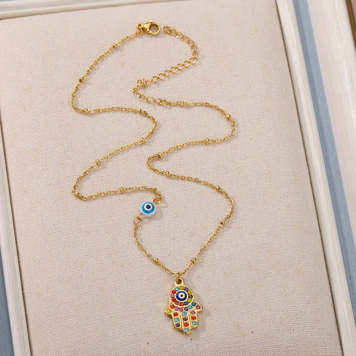 Hamsa Protection Necklace — Hand of Fatima with Evil Eye