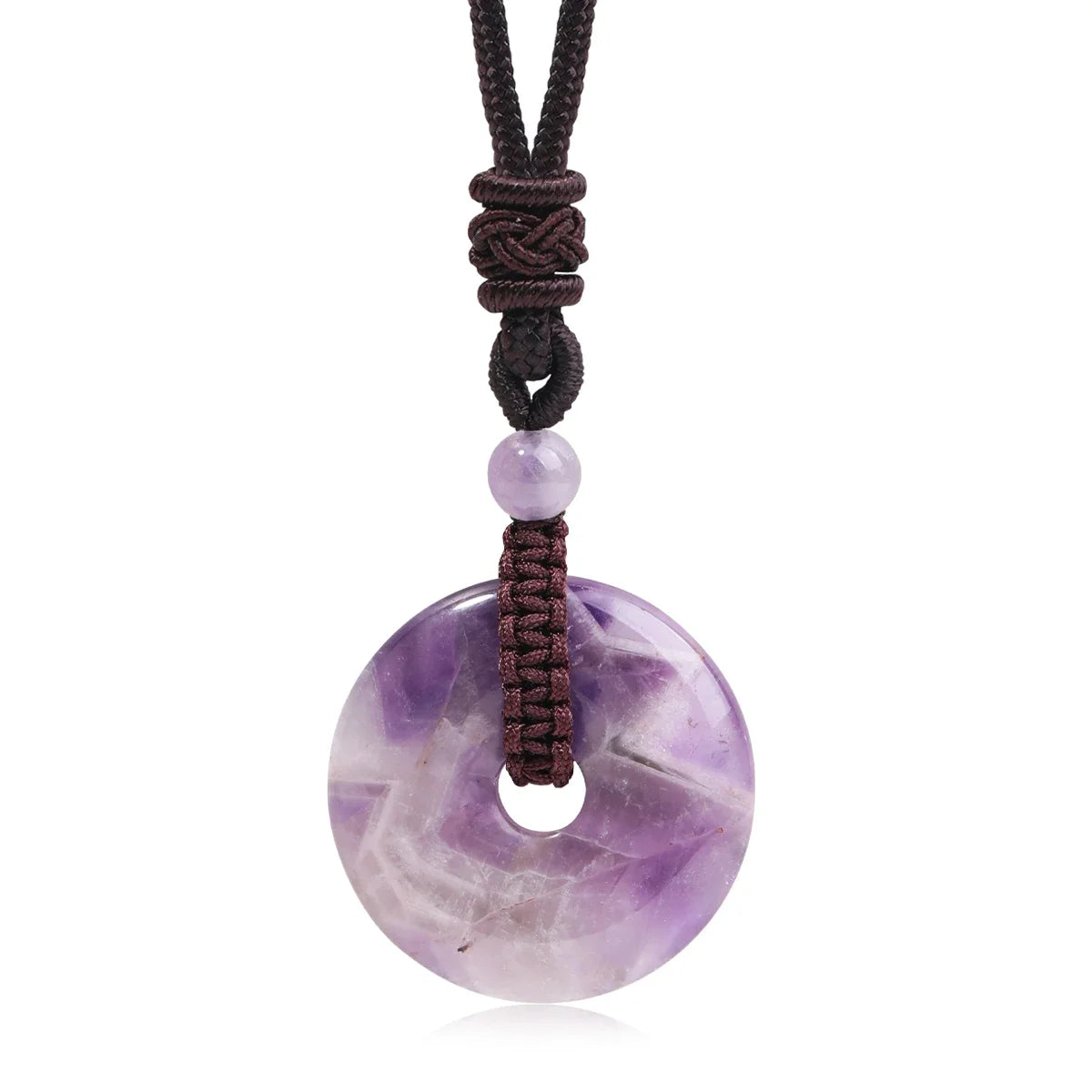 Crystal Donut Pendant — Natural Stone on Cord, Choose Your Crystal