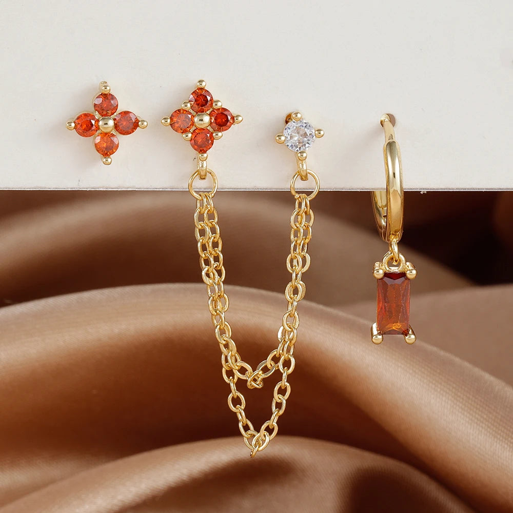 Birthstone Earring Set — 3 Studs in Your Month's Colour