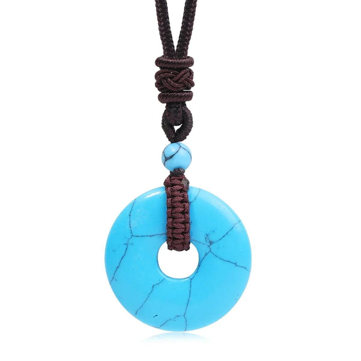 Crystal Donut Pendant — Natural Stone on Cord, Choose Your Crystal