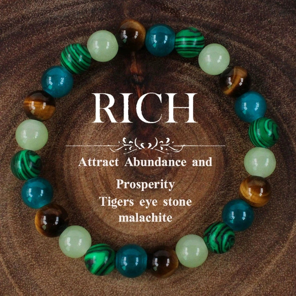 Intention Bracelet — Natural Stone Beads for Money, Love, Protection, Calm