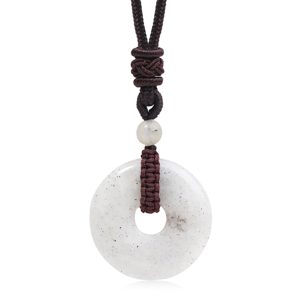 Crystal Donut Pendant — Natural Stone on Cord, Choose Your Crystal