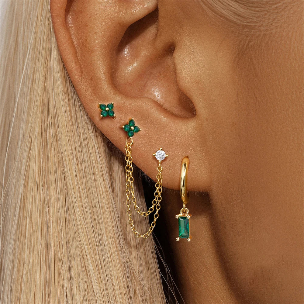 Birthstone Earring Set — 3 Studs in Your Month's Colour