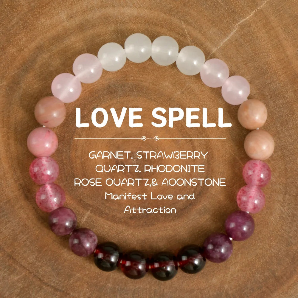 Intention Bracelet — Natural Stone Beads for Money, Love, Protection, Calm
