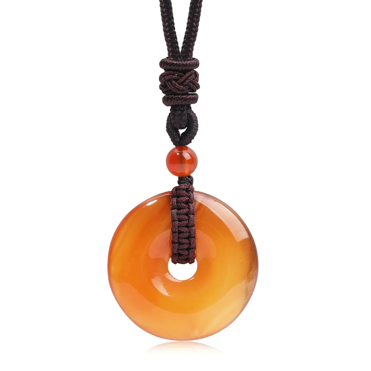 Crystal Donut Pendant — Natural Stone on Cord, Choose Your Crystal