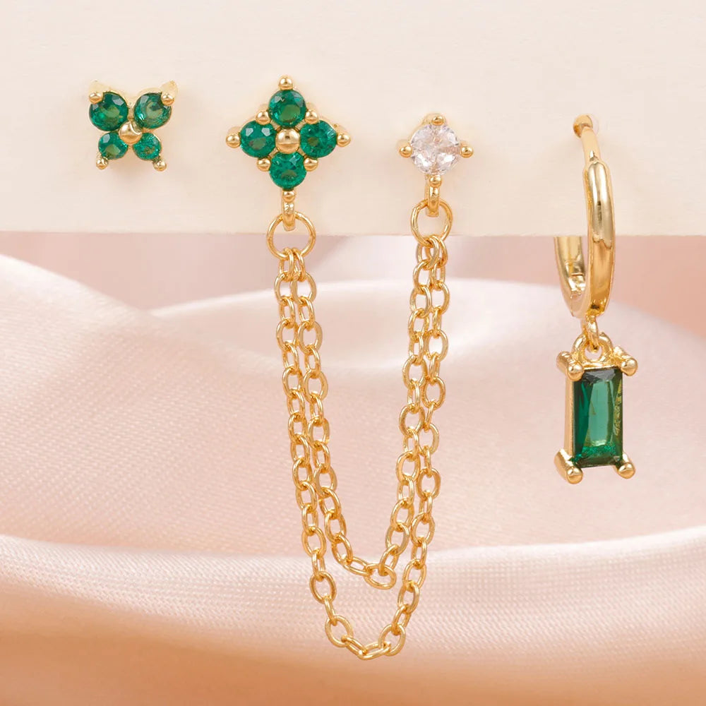 Birthstone Earring Set — 3 Studs in Your Month's Colour