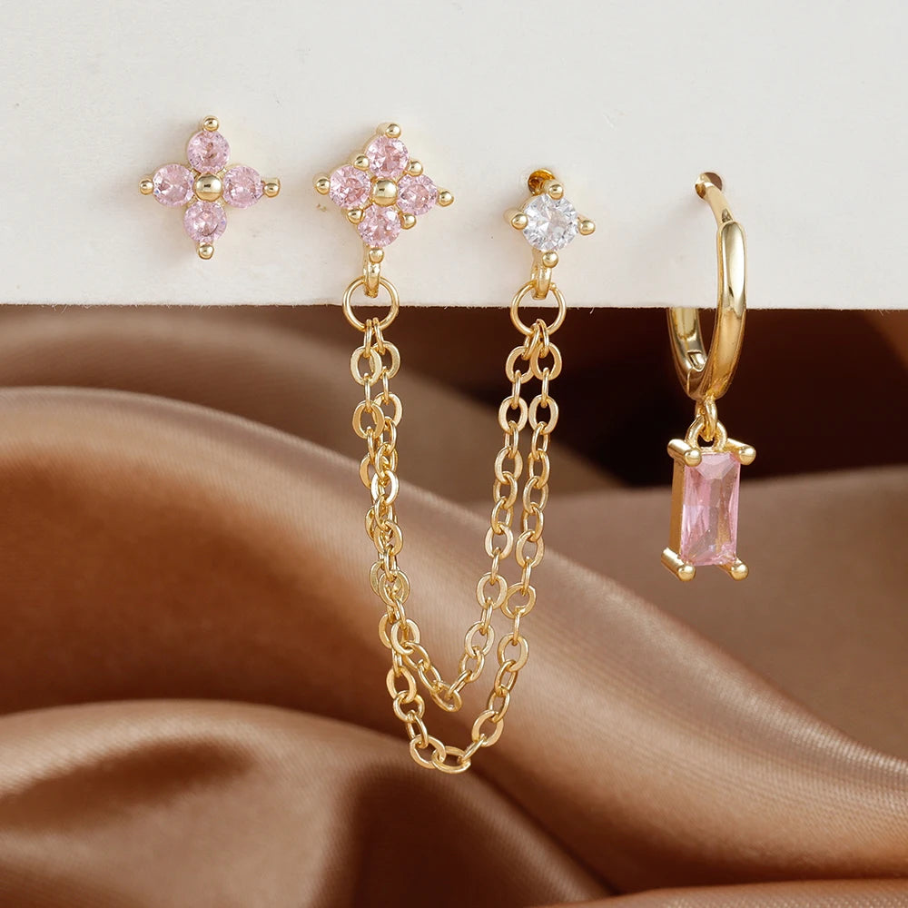 Birthstone Earring Set — 3 Studs in Your Month's Colour