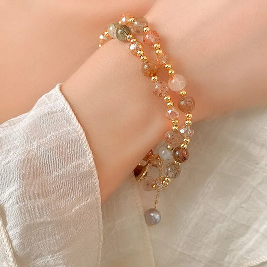 Crystal Round Bead Multilayer Bracelet