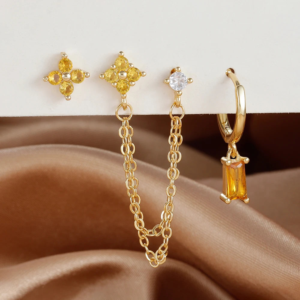 Birthstone Earring Set — 3 Studs in Your Month's Colour