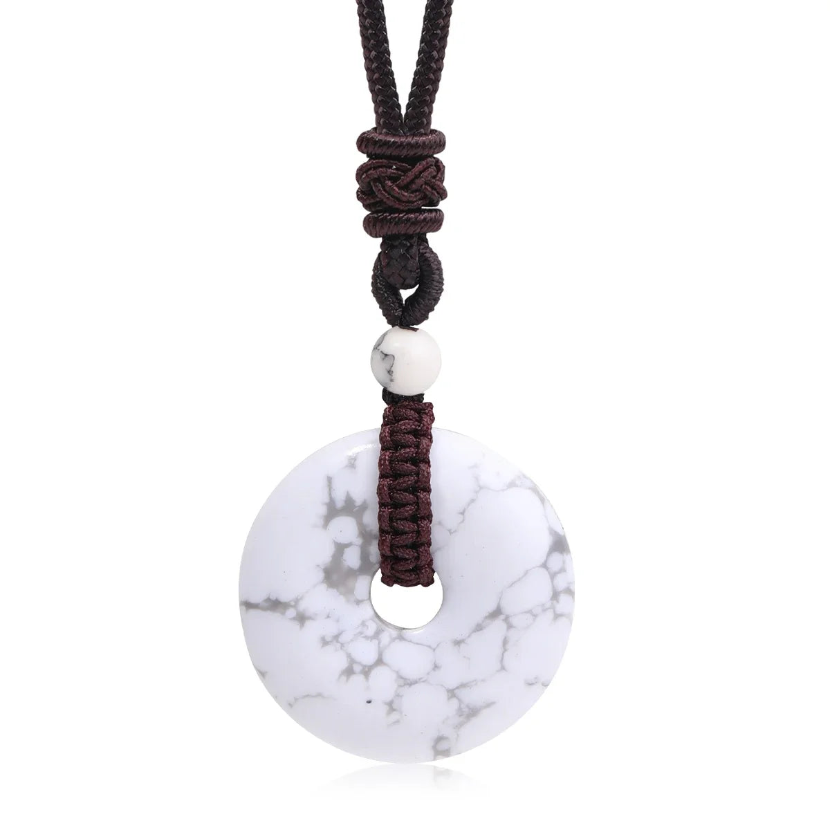 Crystal Donut Pendant — Natural Stone on Cord, Choose Your Crystal