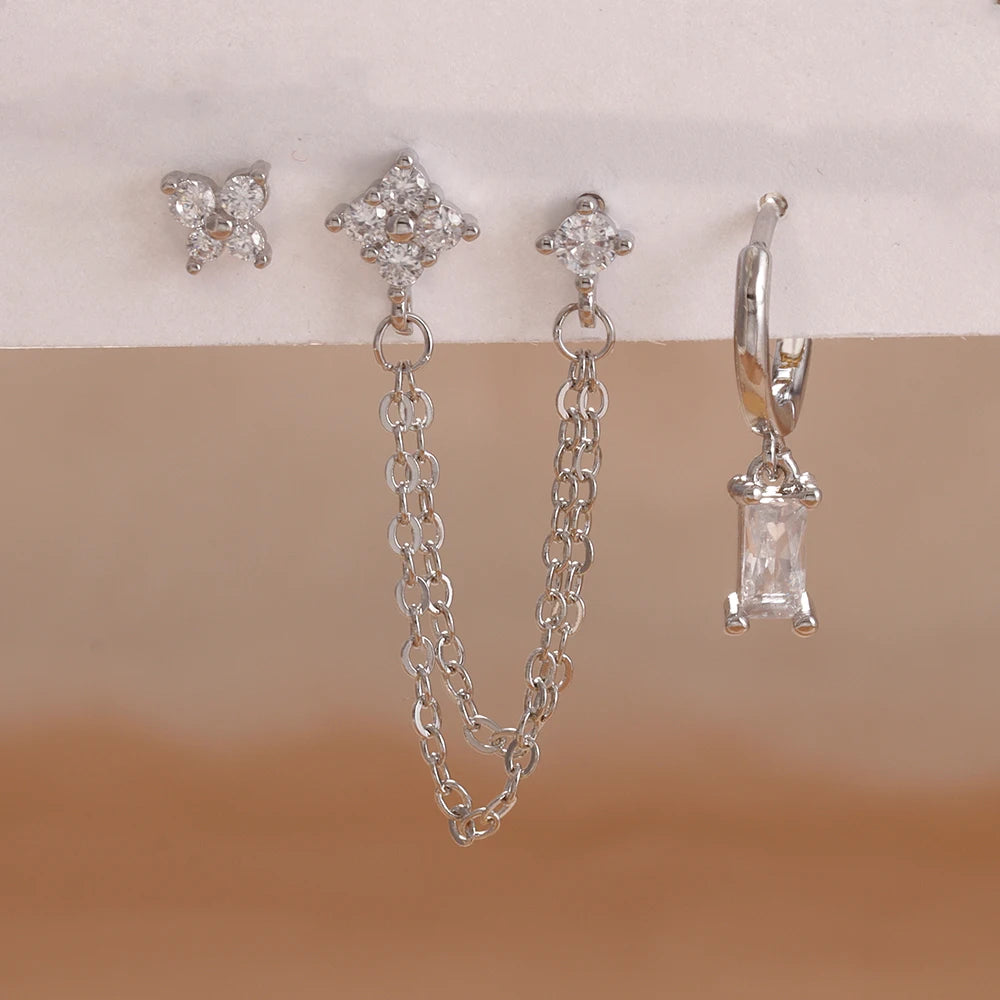 Birthstone Earring Set — 3 Studs in Your Month's Colour