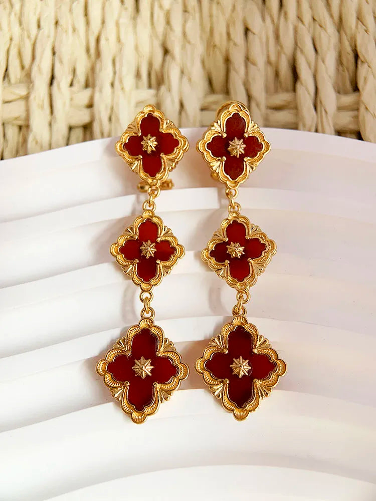 Greece Romance Diamond-Shaped Drop Earrings