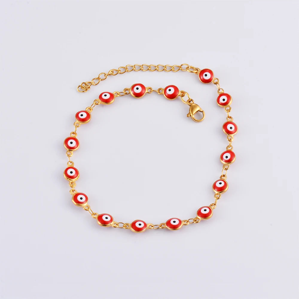 Evil Eye Chain Bracelet — Gold Steel, Choose Your Eye Colour
