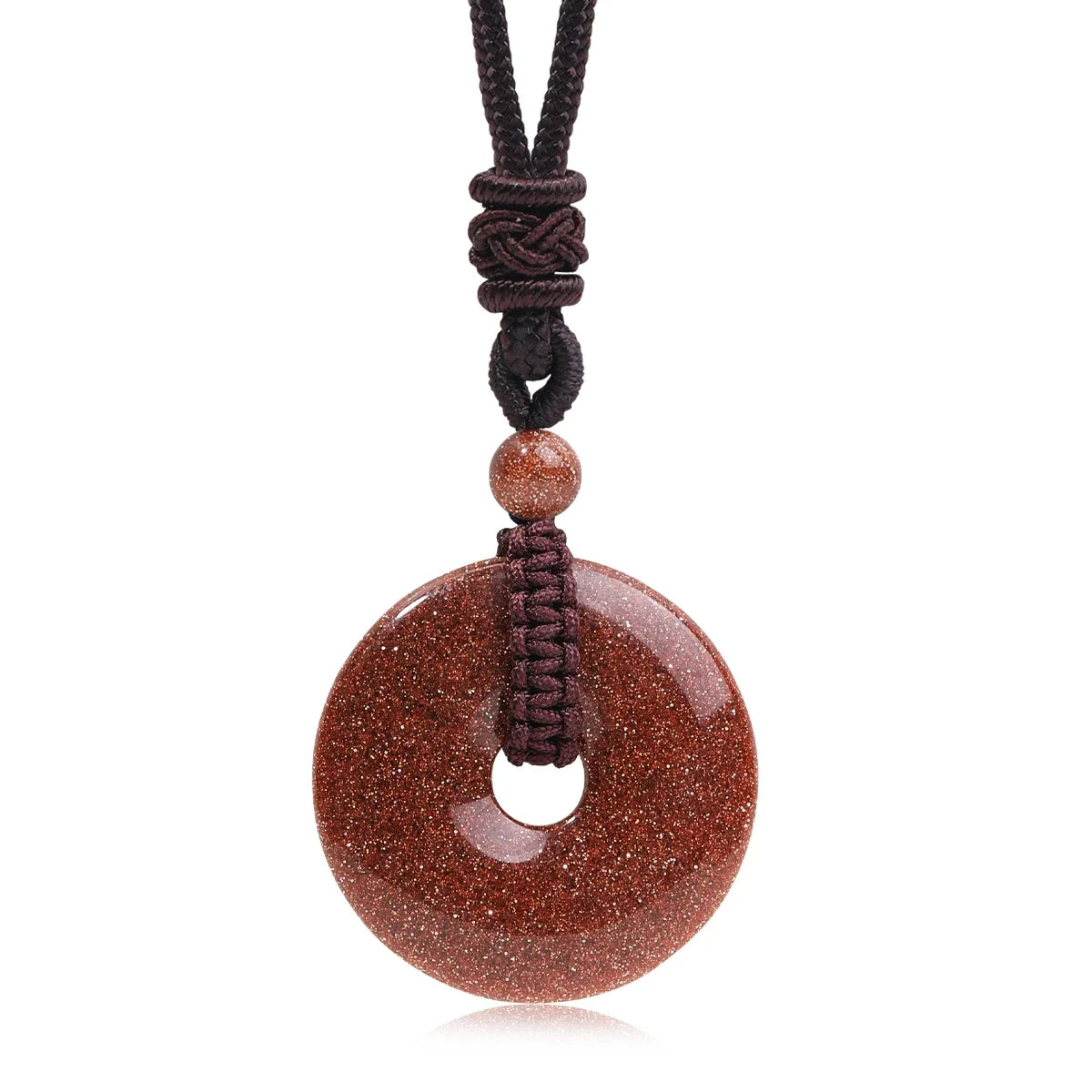 Crystal Donut Pendant — Natural Stone on Cord, Choose Your Crystal