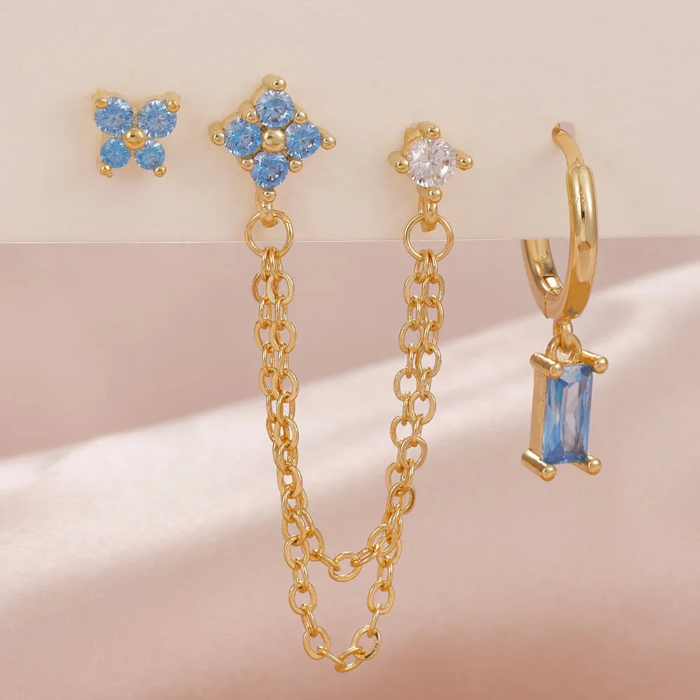 Birthstone Earring Set — 3 Studs in Your Month's Colour