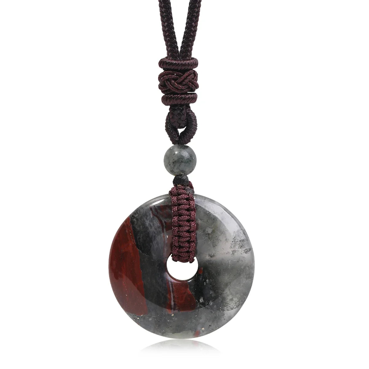 Crystal Donut Pendant — Natural Stone on Cord, Choose Your Crystal