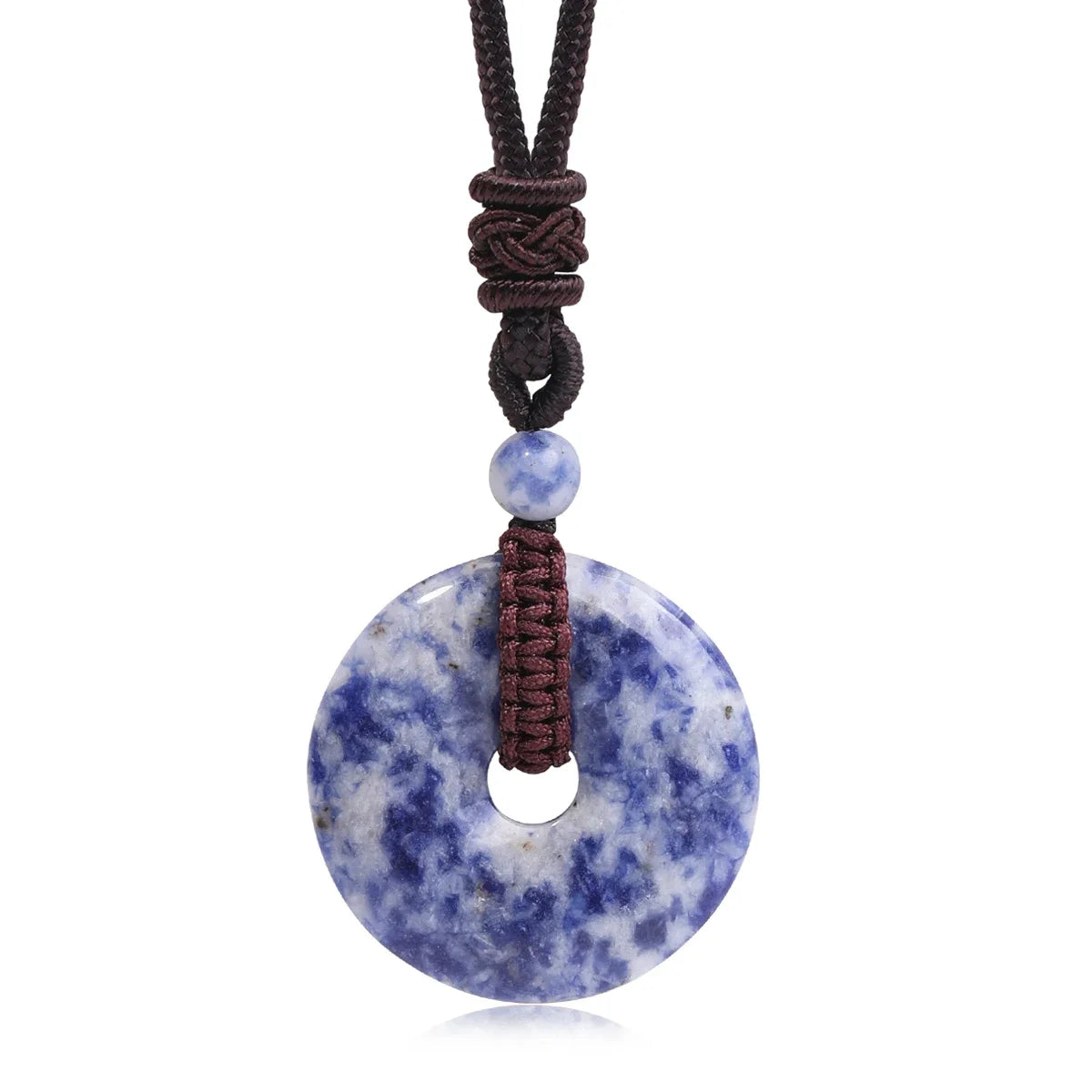 Crystal Donut Pendant — Natural Stone on Cord, Choose Your Crystal