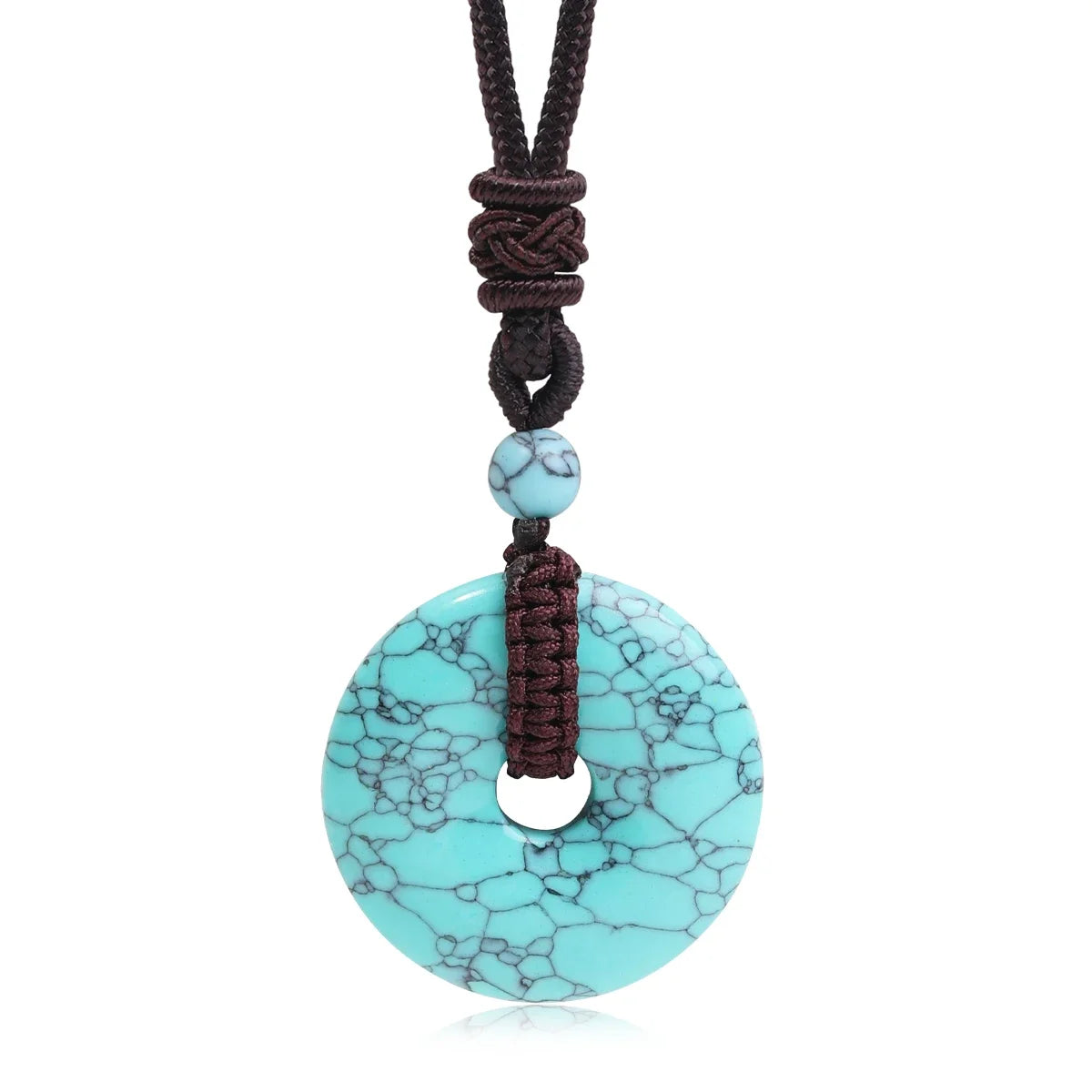 Crystal Donut Pendant — Natural Stone on Cord, Choose Your Crystal